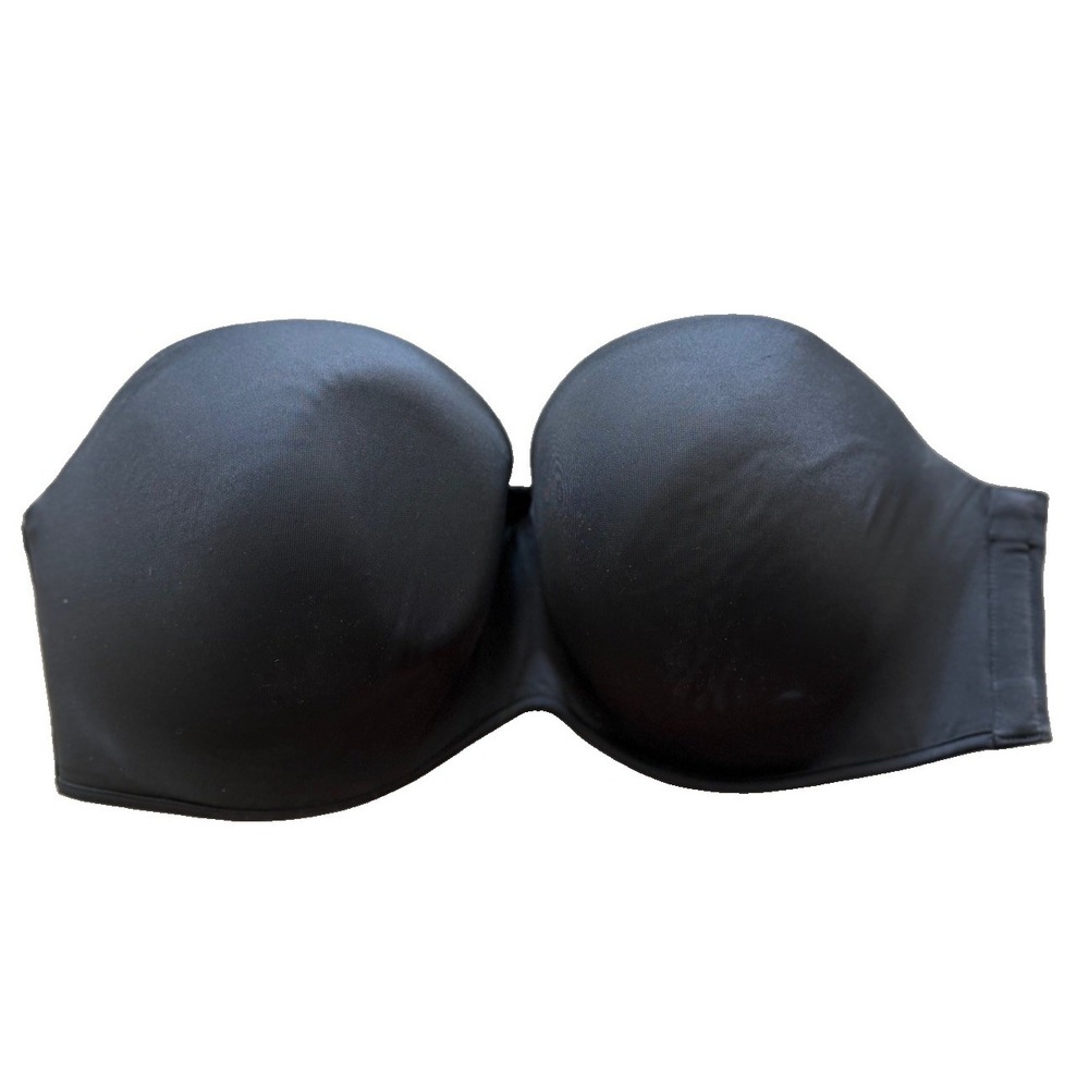Cacique 42DD Strapless Bra Black Underwired, Padded Hook & Eye Back